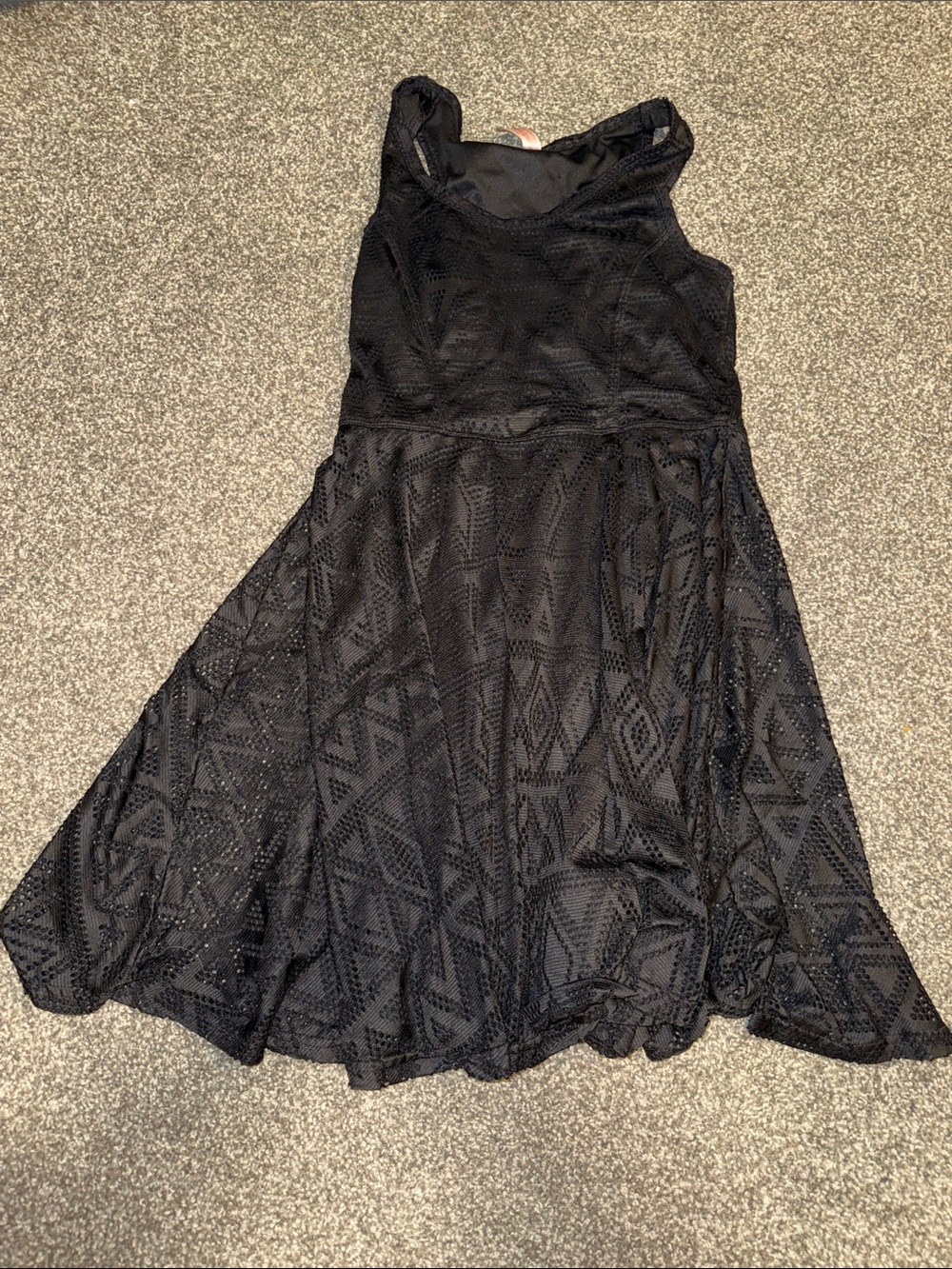No Boundaries Black Sleeveless Geometric Lace Fit & Flare Dress
